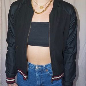 Black pleather Monteau zip up jacket